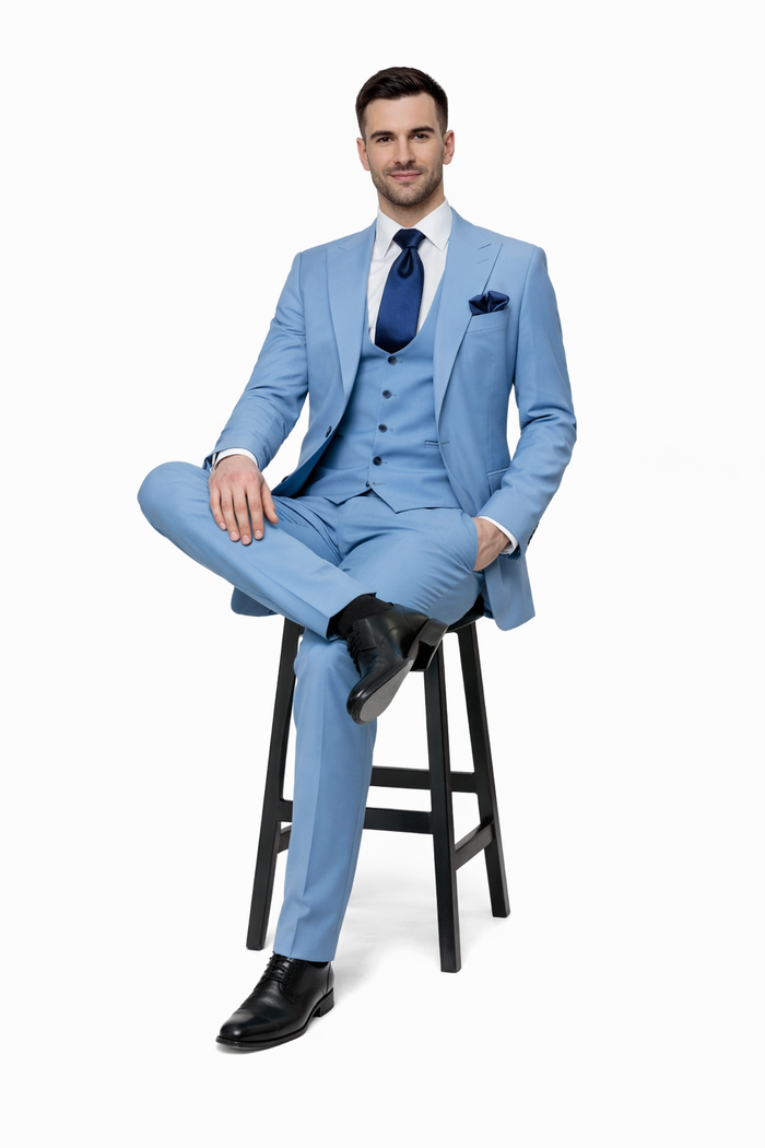 Rossiman Sky Regent Blue 3-Piece Prestige Suit