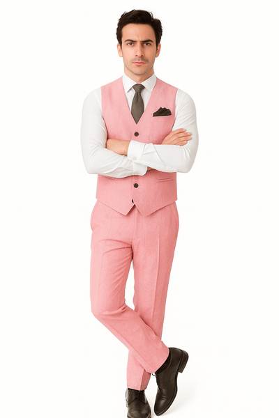 Groomsmen Summer Beach Prom 2026 Pink Vest and Pants Set