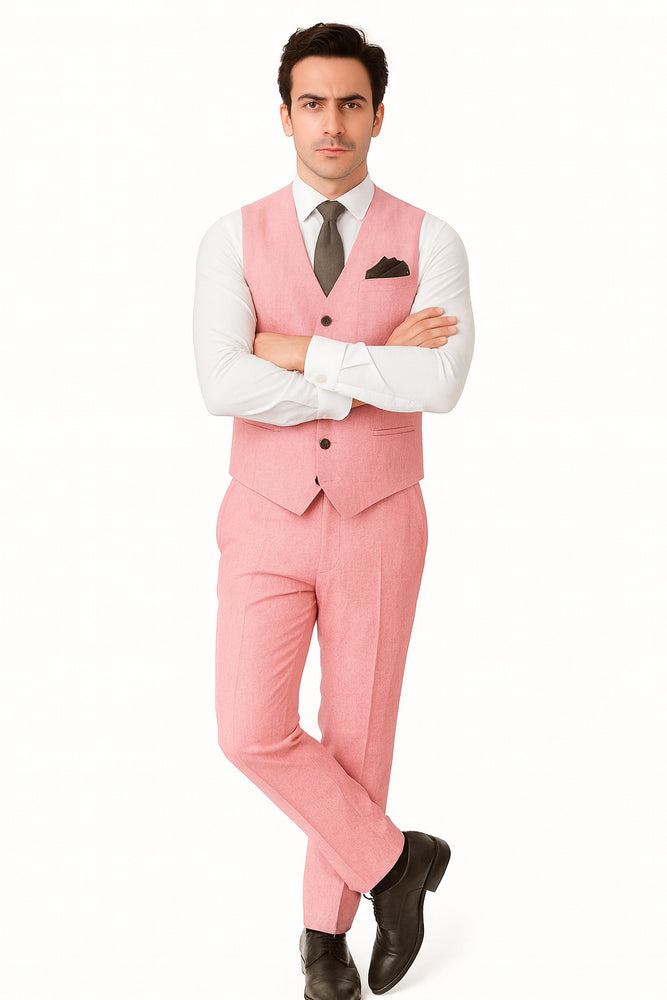 Groomsmen Summer Beach Prom 2026 Pink Vest and Pants Set