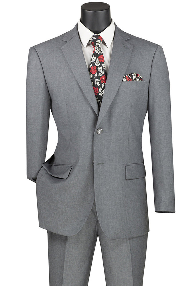 Nola Collection - Medium Gray Regular Fit 2 Piece Suit Flat Front Pants with 2″ Elastic Waistband