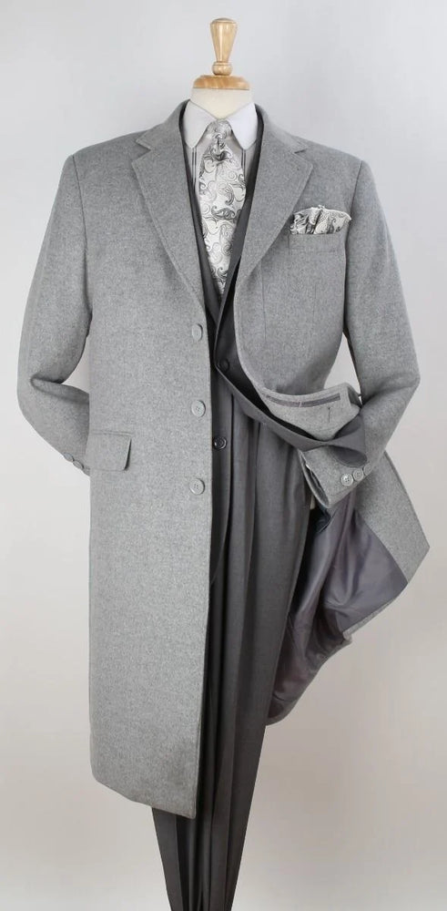 Veno Giovanni Men's 100% Wool Full Length Length Top Coat Hidden Button