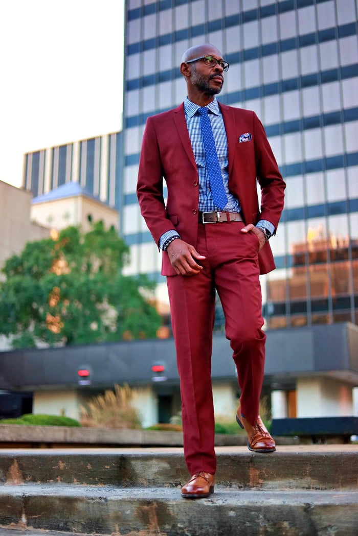 Men's Summer Linen Suit in Baby Blue by Tazzio Suits