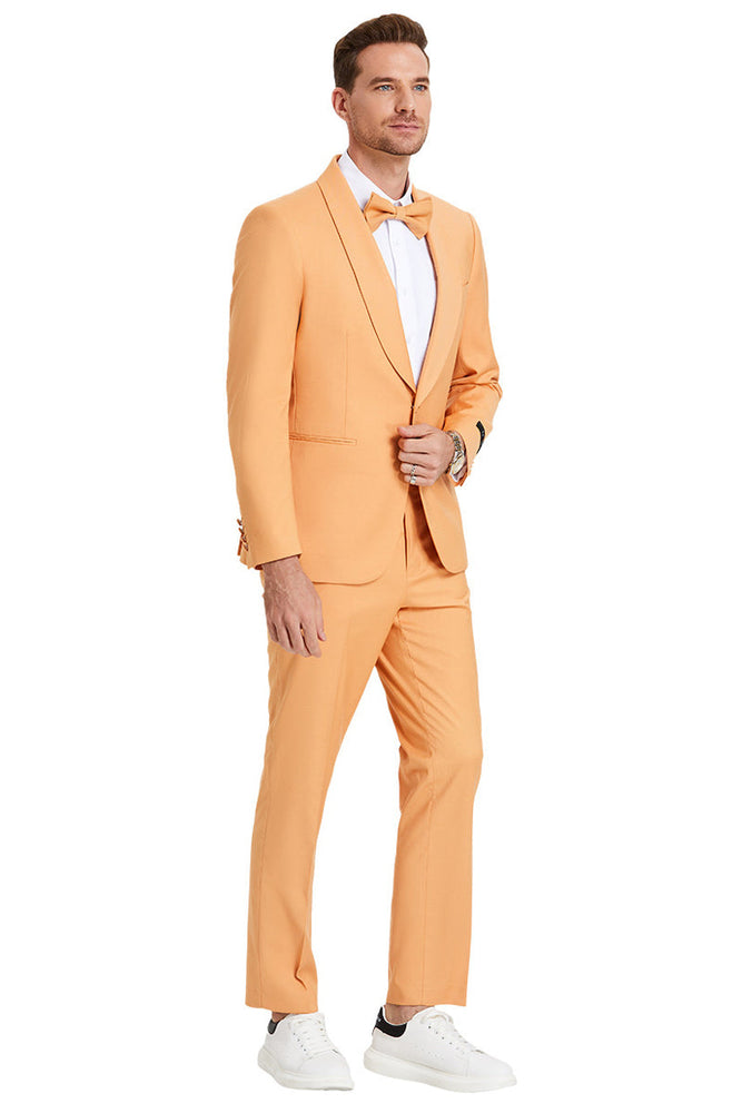 Men's Tangerine Orange Shawl Lapel Suit by Tazzio Suits