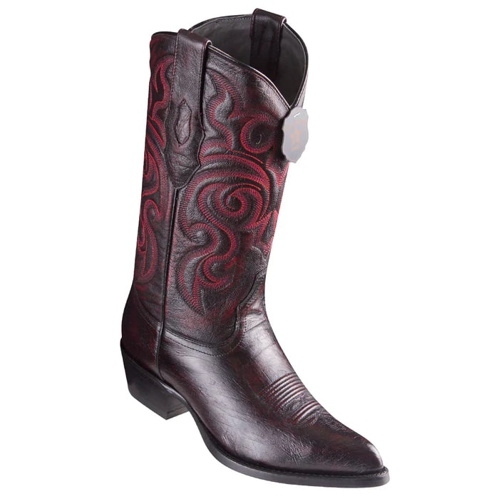 Black Cherry Ostrich Belly Ranch Toe Boots main image 1