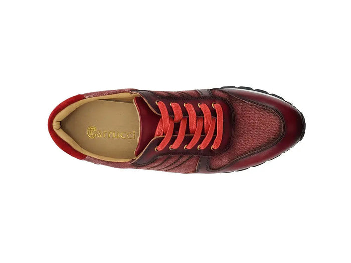 Carrucci Fashion Sneaker Calfskin with Canvas inlaid