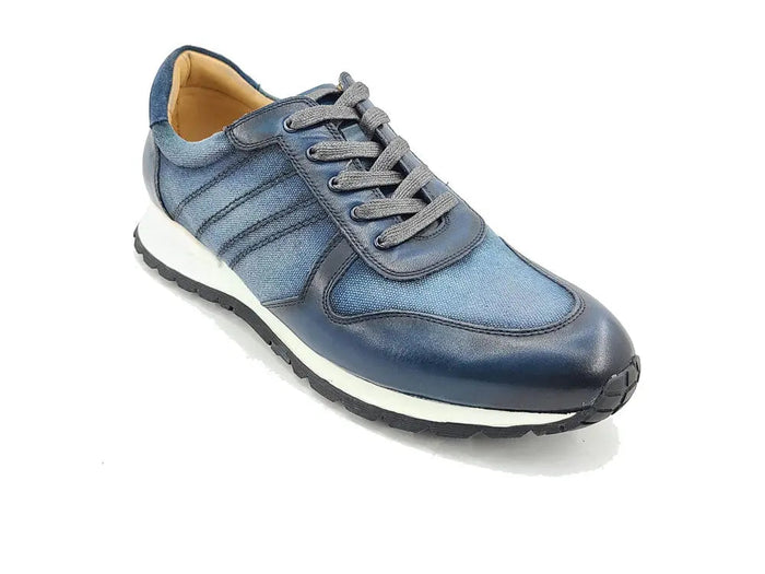 Carrucci Fashion Sneaker Calfskin with Canvas inlaid