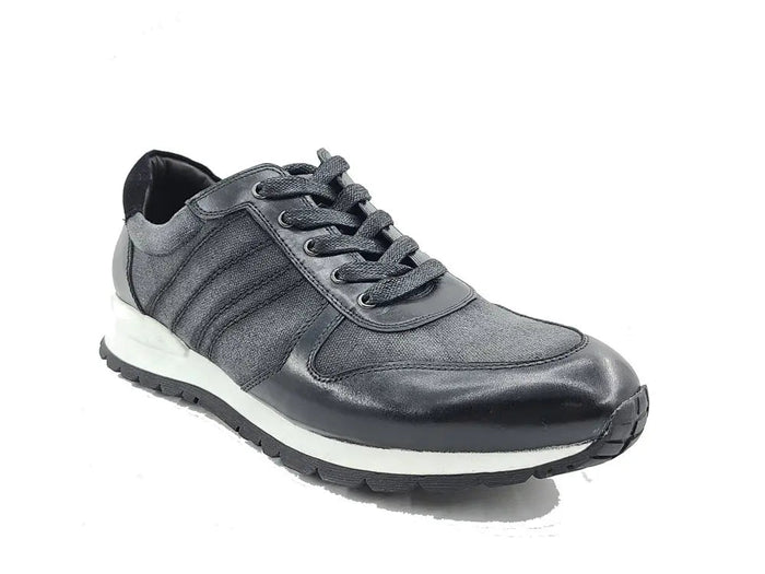Carrucci Fashion Sneaker Calfskin with Canvas inlaid