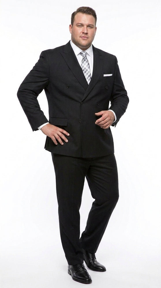 Statement Confidence Men’s Black Double Breasted Wool Suit, Italian Design Formal Wedding Business Suit