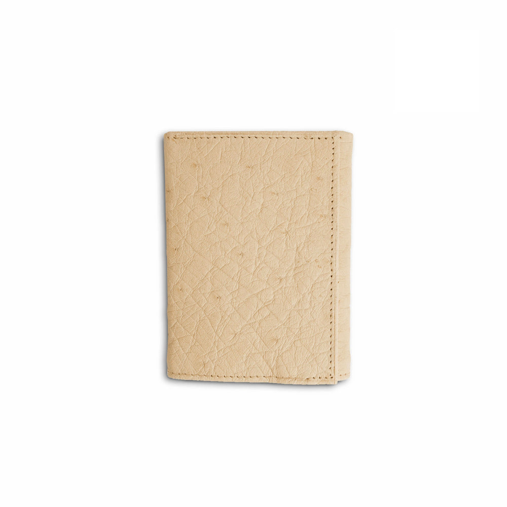 Mens Smooth Ostrich Trifold Wallet in White