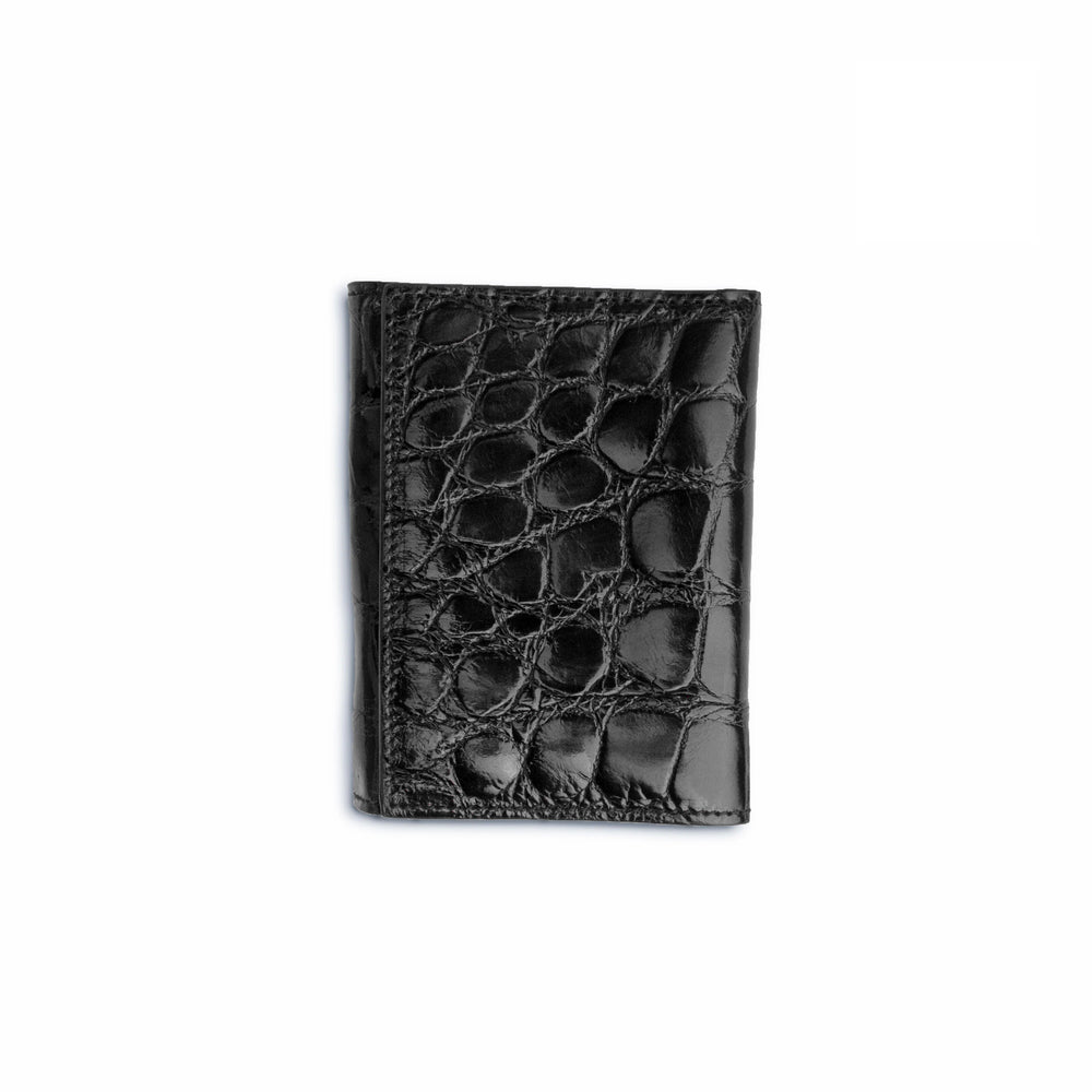Mens Alligator Trifold Wallet in Black