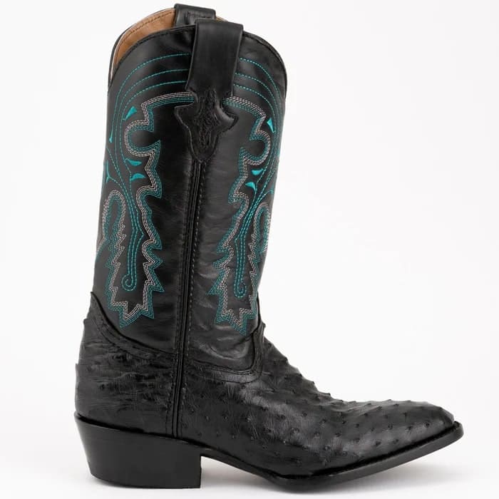 Ferinni Boot - Mens Dress Cowboy Boot  - Ferrini Men's Colt Full Quill Ostrich Boots Handcrafted - Black   in Black