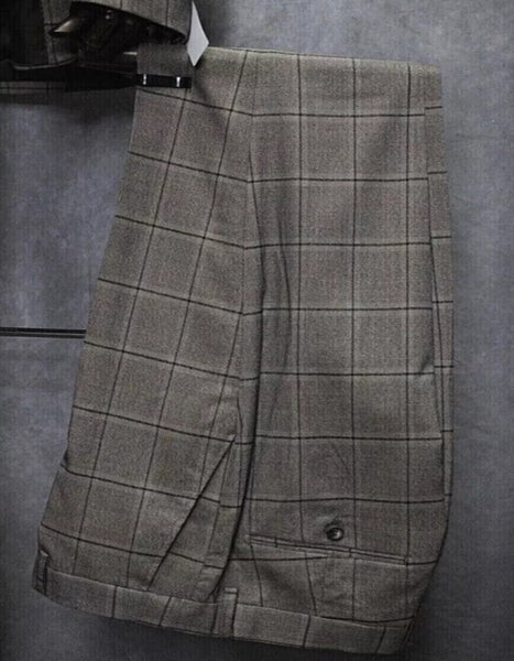 Mens Two Button Notch Lapel Plaid Pattern Suit Tan ~ Brown