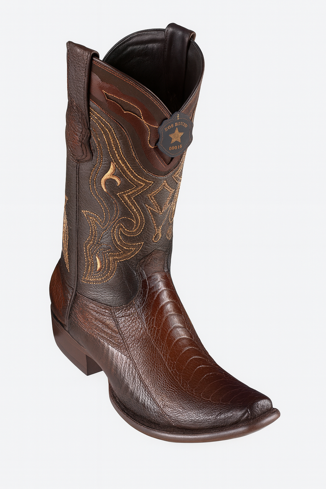 Los Altos Boots Men's Ostrich Leg Faded Brown Cowboy Boots - H79 Dubai Toe - Botas De Avestruz