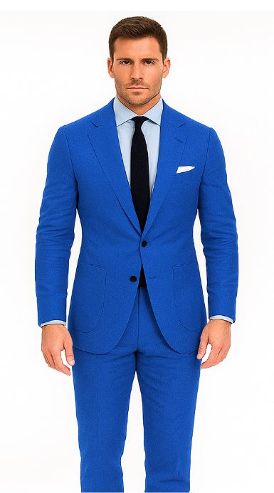 Royal Blue Linen Suit - Royal Blue Linen Suit - Royal Blue Tiffany Color