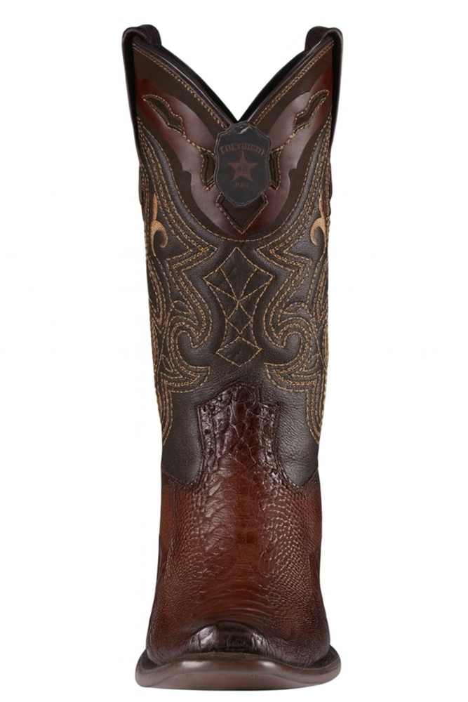 Los Altos Boots Men's Ostrich Leg Faded Brown Cowboy Boots - H79 Dubai Toe - Botas De Avestruz