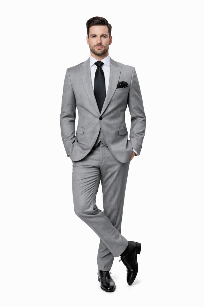 Silverstone Light Grey 3-Piece Modern Executive Suit by Rossiman