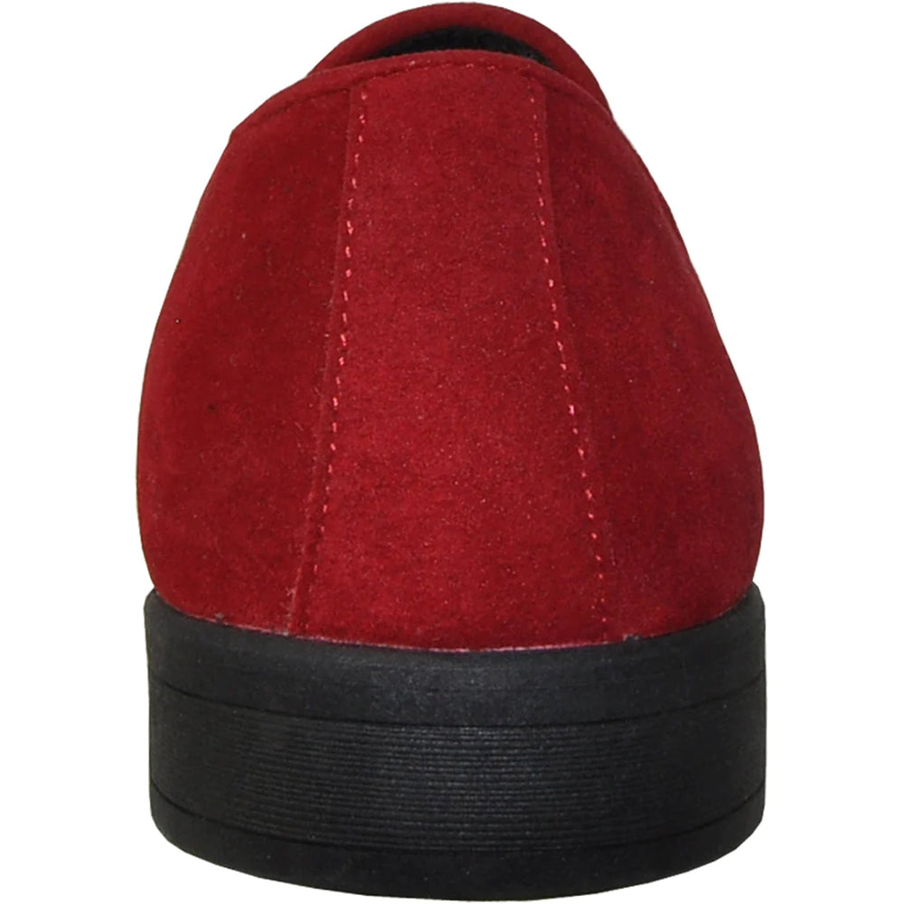Bravo Mens Vegan Suede Wedding & Prom Slip On Loafer Dress Shoe in Red