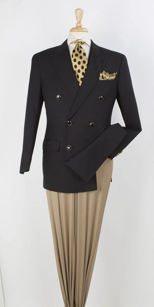 Apollo King Men's Double Breasted Sport Coat Peak Lapel