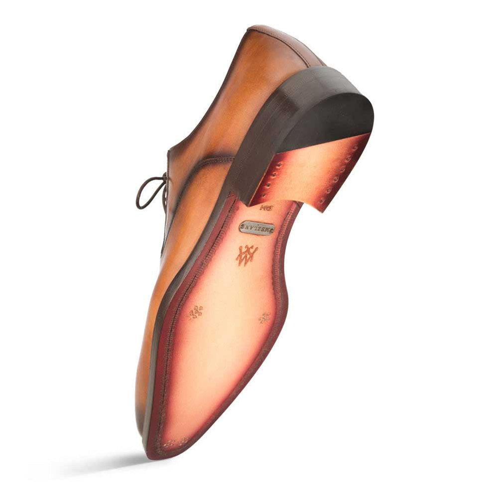 Mezlan Shoes Made in Spain - Mezlan Gavino Cognac Calfskin Leather Mens Oxford