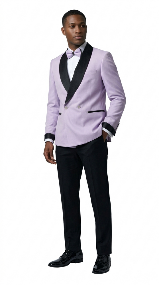 Lavender Double Breasted Shawl Lapel Tuxedo – Wedding & Prom