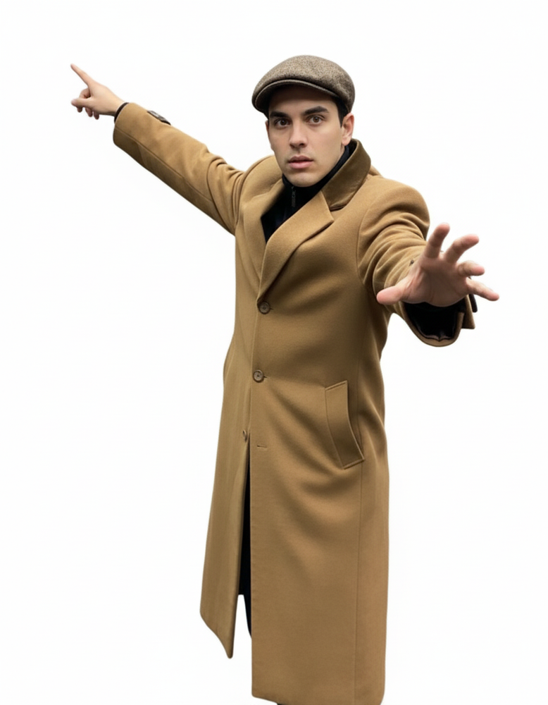 Chesterfield Camel Overcoat With Brown Velvet Collar - Cashmere Blend Topcoat - Full Length Overcoat