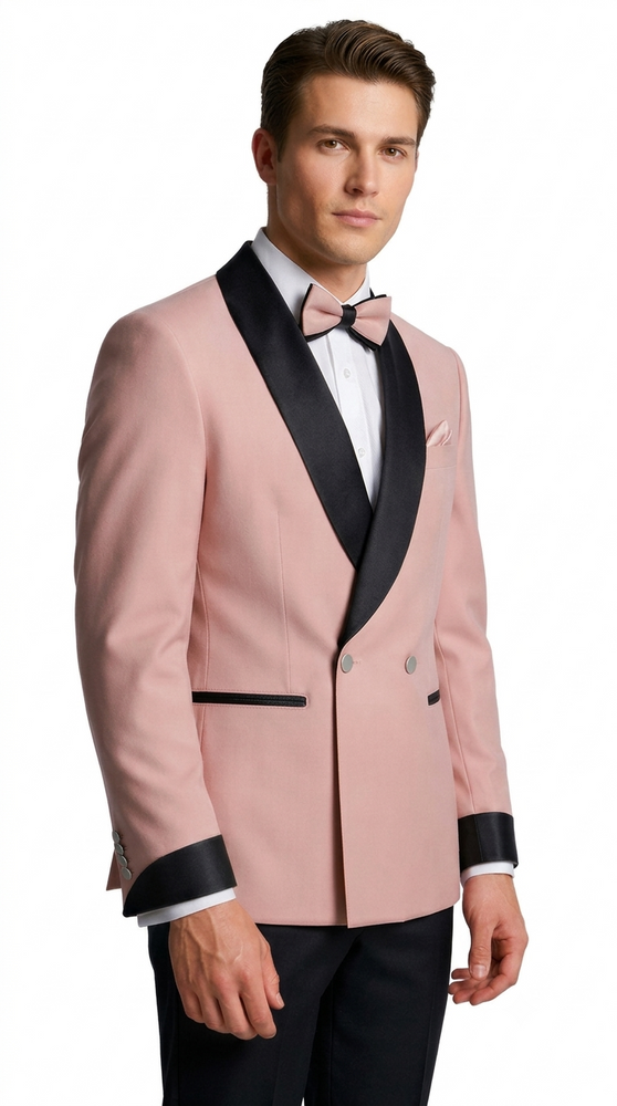 Blush Pink Double Breasted Shawl Lapel Tuxedo – Wedding & Prom