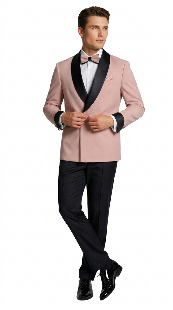 Blush Pink Double Breasted Shawl Lapel Tuxedo – Wedding & Prom