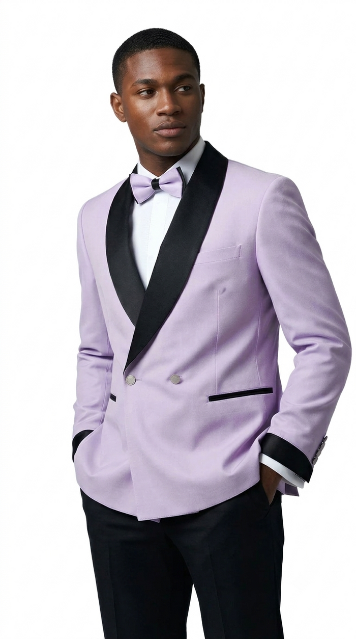 Lavender Double Breasted Shawl Lapel Tuxedo – Wedding & Prom