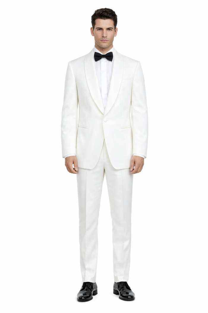 Gorgio White or Ivory Jacket with Shawl Lapel 1 button on sale online deal Fashion Tuxedo For Men