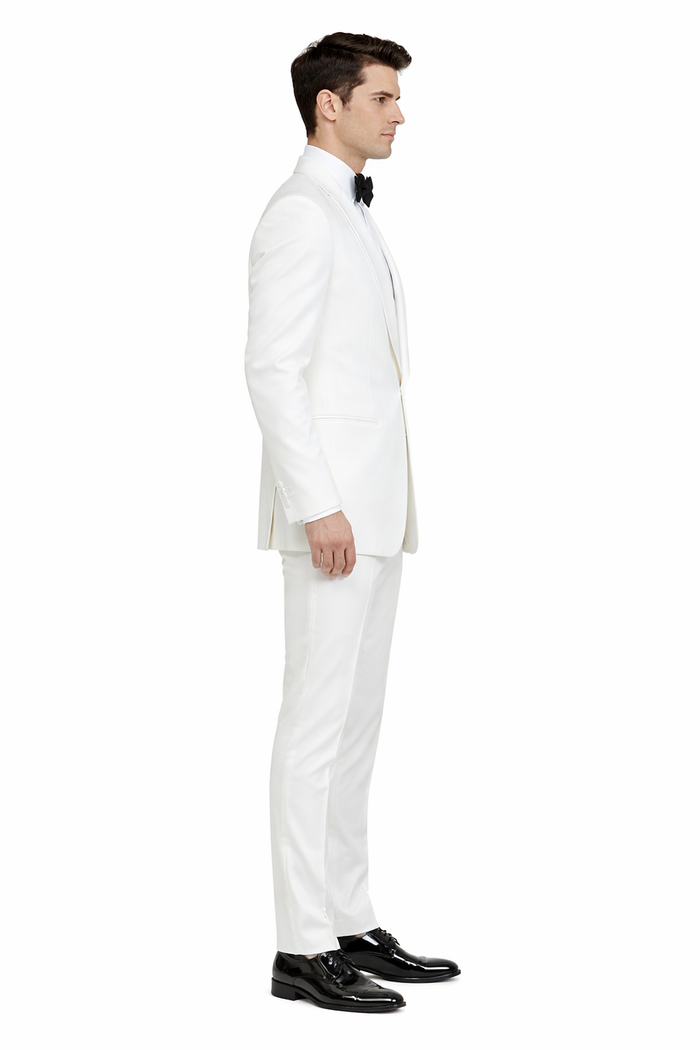 Gorgio White or Ivory Jacket with Shawl Lapel 1 button on sale online deal Fashion Tuxedo For Men