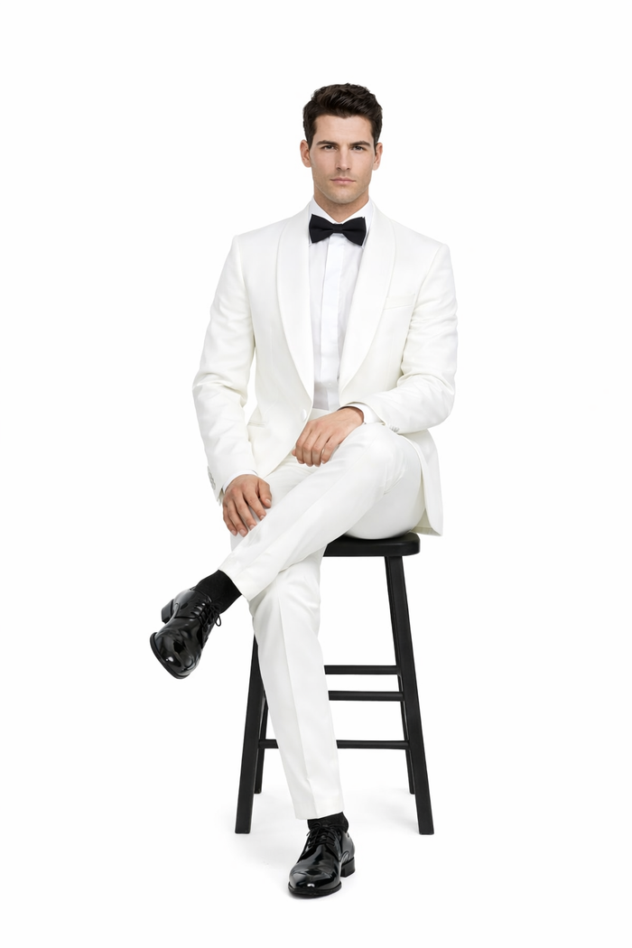 Gorgio White or Ivory Jacket with Shawl Lapel 1 button on sale online deal Fashion Tuxedo For Men