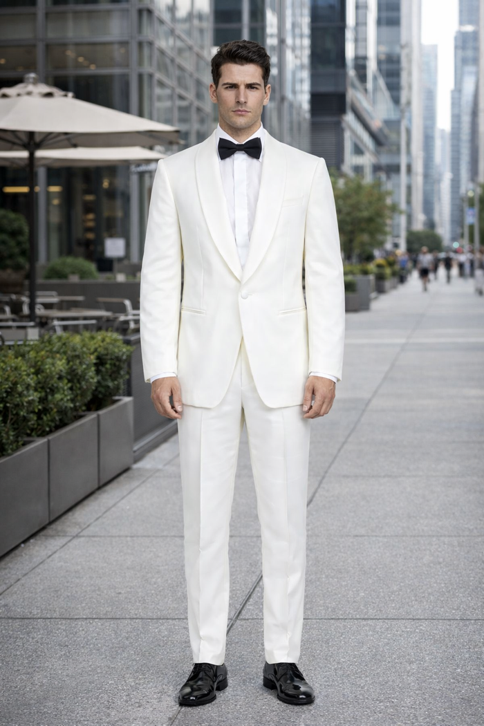 Gorgio White or Ivory Jacket with Shawl Lapel 1 button on sale online deal Fashion Tuxedo For Men