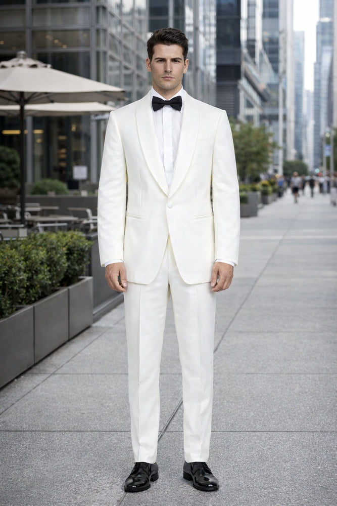 Gorgio White or Ivory Jacket with Shawl Lapel 1 button on sale online deal Fashion Tuxedo For Men