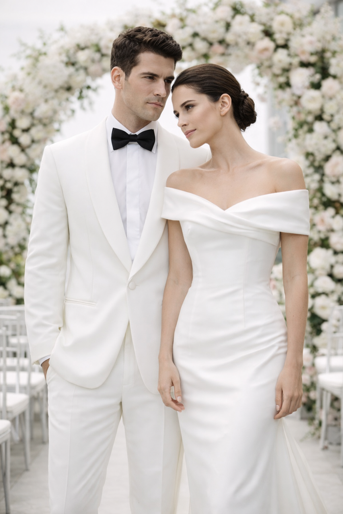 Gorgio White or Ivory Jacket with Shawl Lapel 1 button on sale online deal Fashion Tuxedo For Men