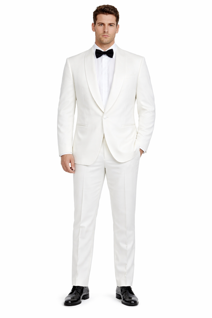 Gorgio White or Ivory Jacket with Shawl Lapel 1 button on sale online deal Fashion Tuxedo For Men