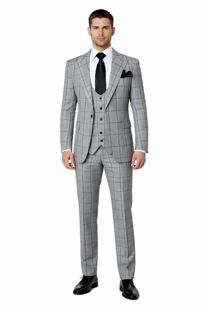 Granite Kensington Check 3-Piece Tailored Suit