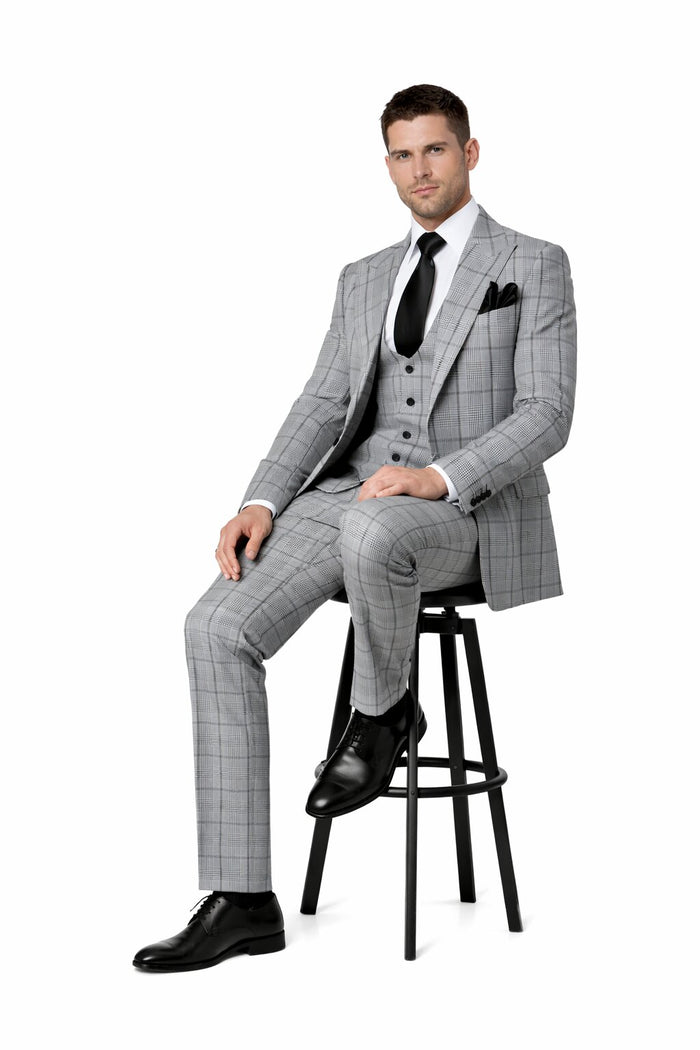 Granite Kensington Check 3-Piece Tailored Suit