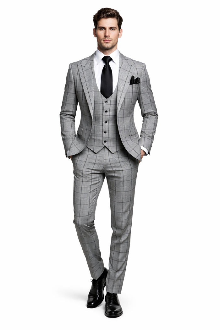 Granite Kensington Check 3-Piece Tailored Suit