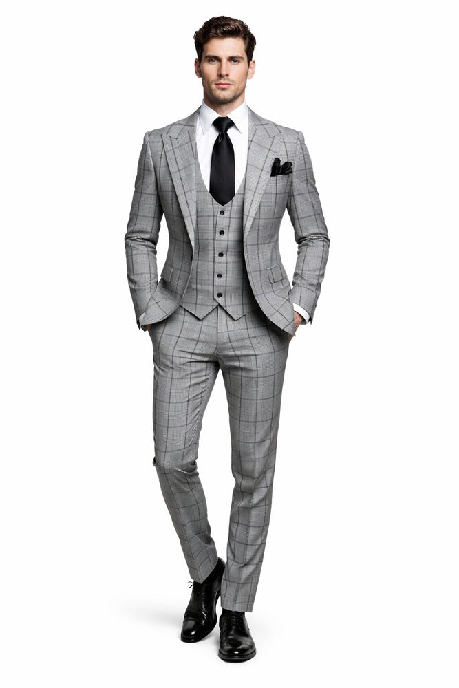 Granite Kensington Check 3-Piece Tailored Suit