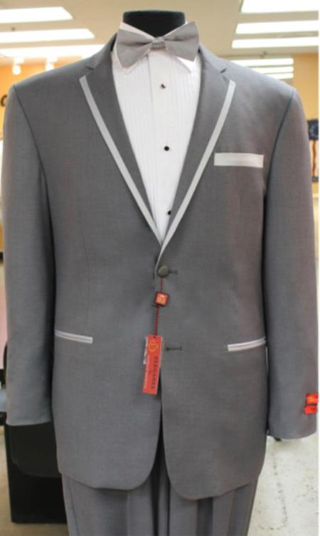 2 button notch collar rayon/poly Eleganza Modern Fit Suits Dinner Jacket/Blazer~Grey suit Fashion Tuxedo For Men