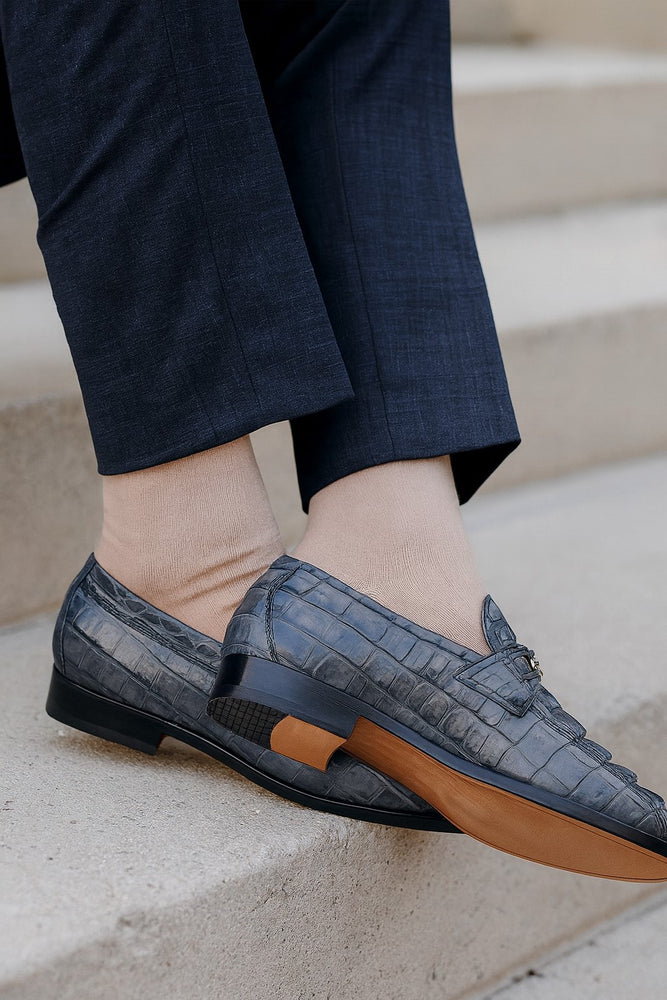 Marco Di Milano Cancun Gray Caiman Crocodile Derby