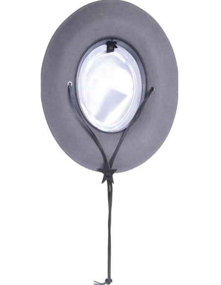 Men's Wool Wide Brim Fedora Hat Grey With Grosgrain Ribbon