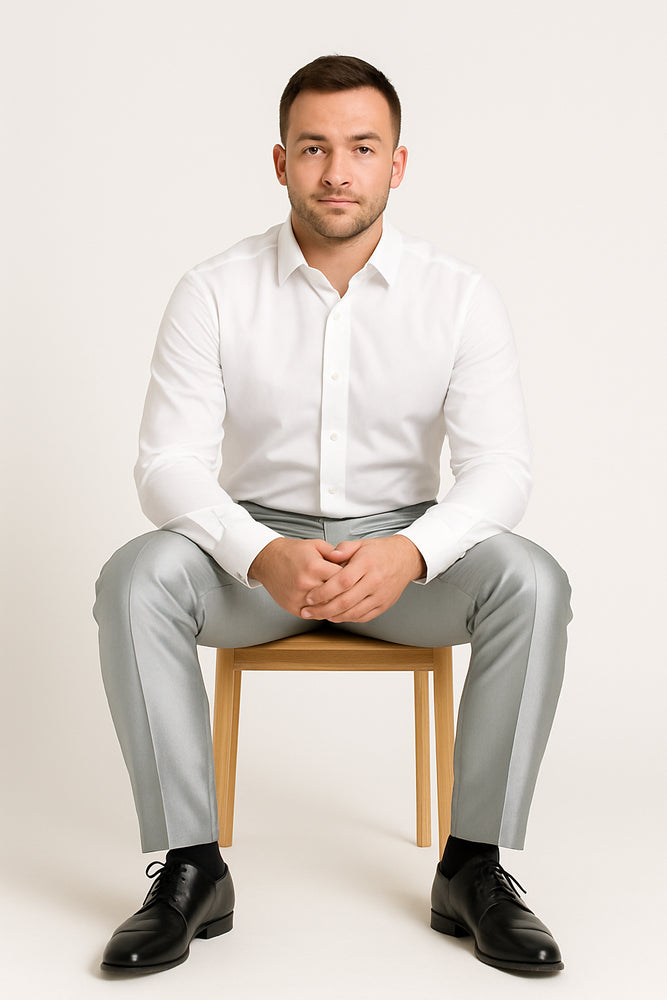 Gray Shiny Sharkskin Pant 