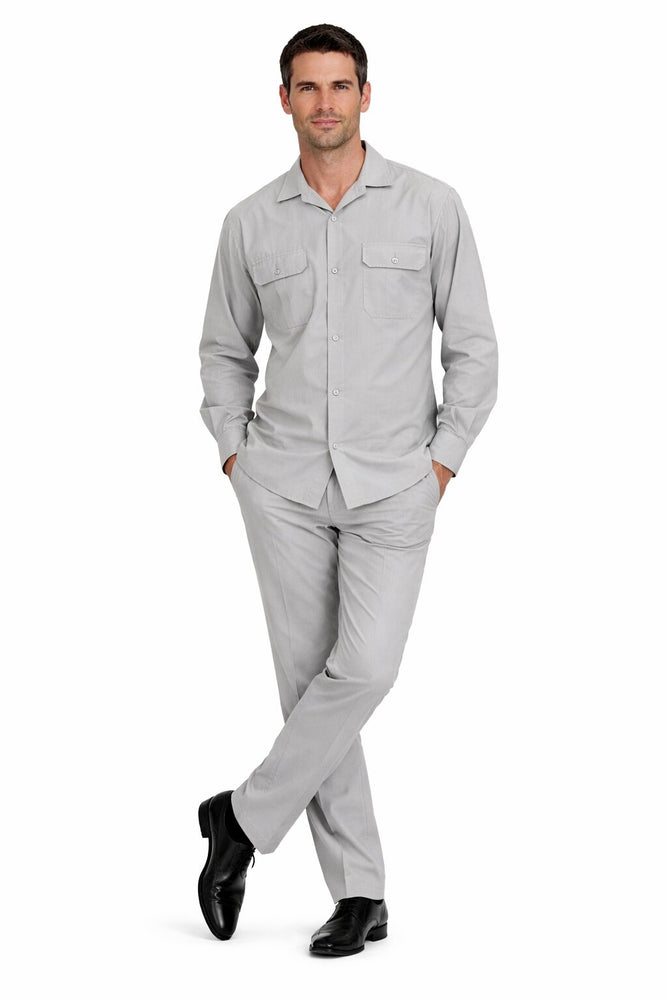 Mens Luxury Grey Wool Two-Piece Leisure Walking Suit