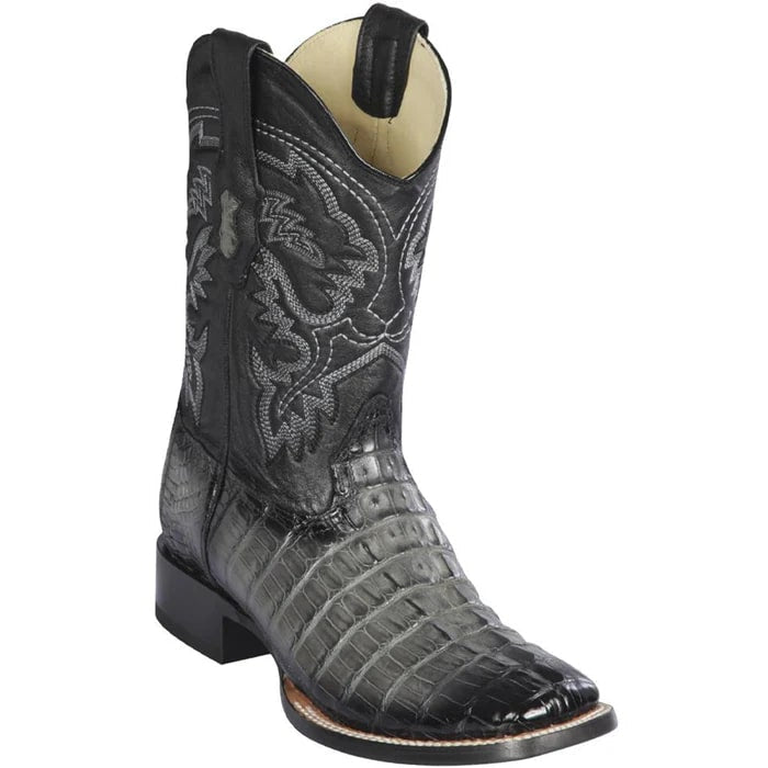 Men's Grey Caiman Cowboy Boots: Genuine Leather Dress Western Boots by Los Altos