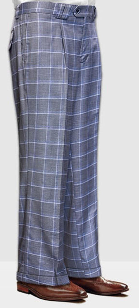 Men's Wide Leg Wool Pants: Gray Plaid Trousers for Men