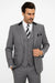 Grey and Black Men's Suit with Peak Lapel 