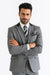 Grey and Black Men's Suit with Peak Lapel 