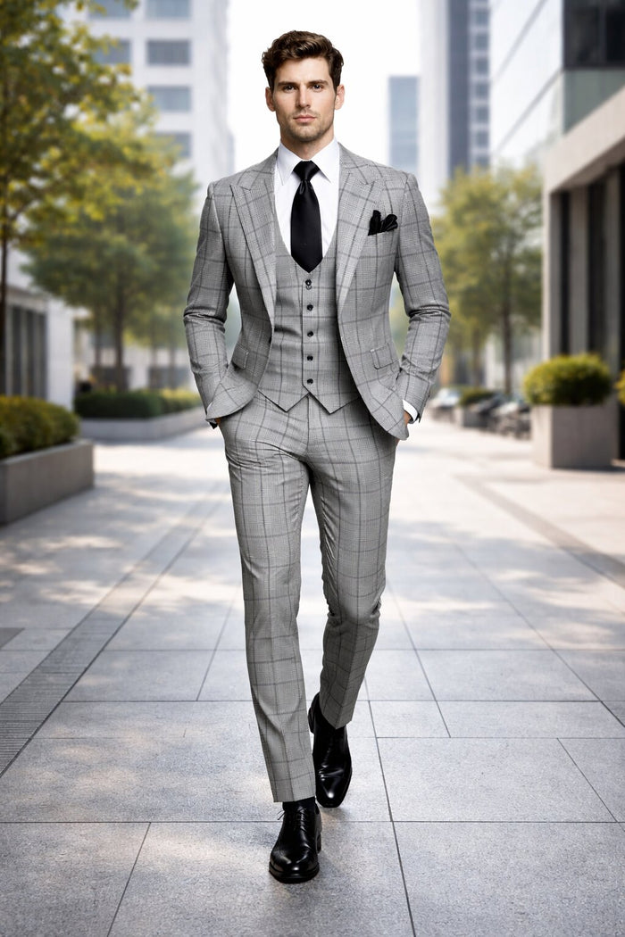Granite Kensington Check 3-Piece Tailored Suit