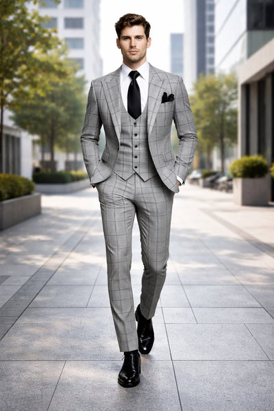Granite Kensington Check 3-Piece Tailored Suit